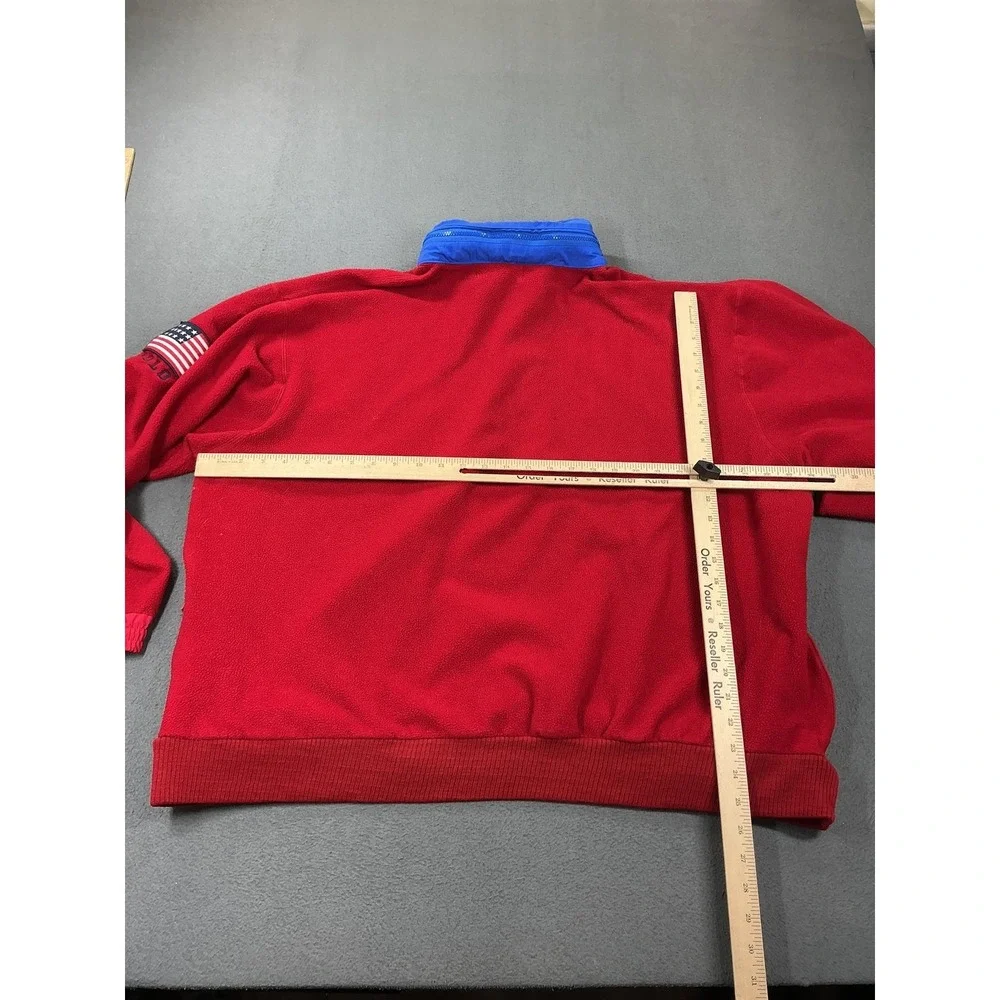 Polo Ralph Lauren Hoodie Mens XL Red USA Flag Fleece 1/4 Zip Hooded Pullover 90s